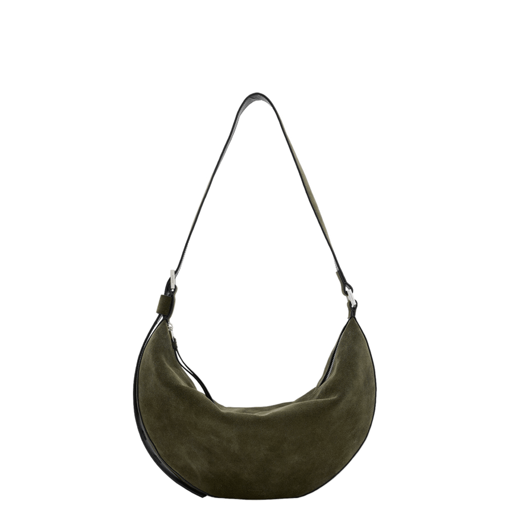 AllSaints Olive Half Moon Leather Shoulder Bag